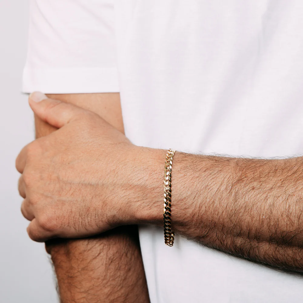 9ct Yellow Gold Silverfilled Curb Concave Lightweight 130 Gauge 19cm Bracelet - Image 3