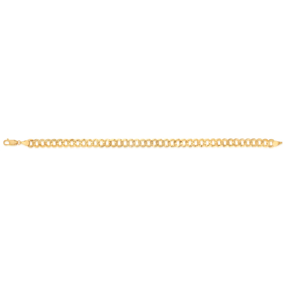9ct Yellow Gold Silverfilled Curb Concave Lightweight 150 Gauge 21cm Bracelet - Image 2