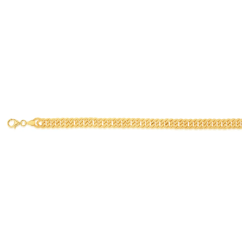 9ct Yellow Gold Silverfilled Curb Sparkling 19cm Bracelet - Image 2