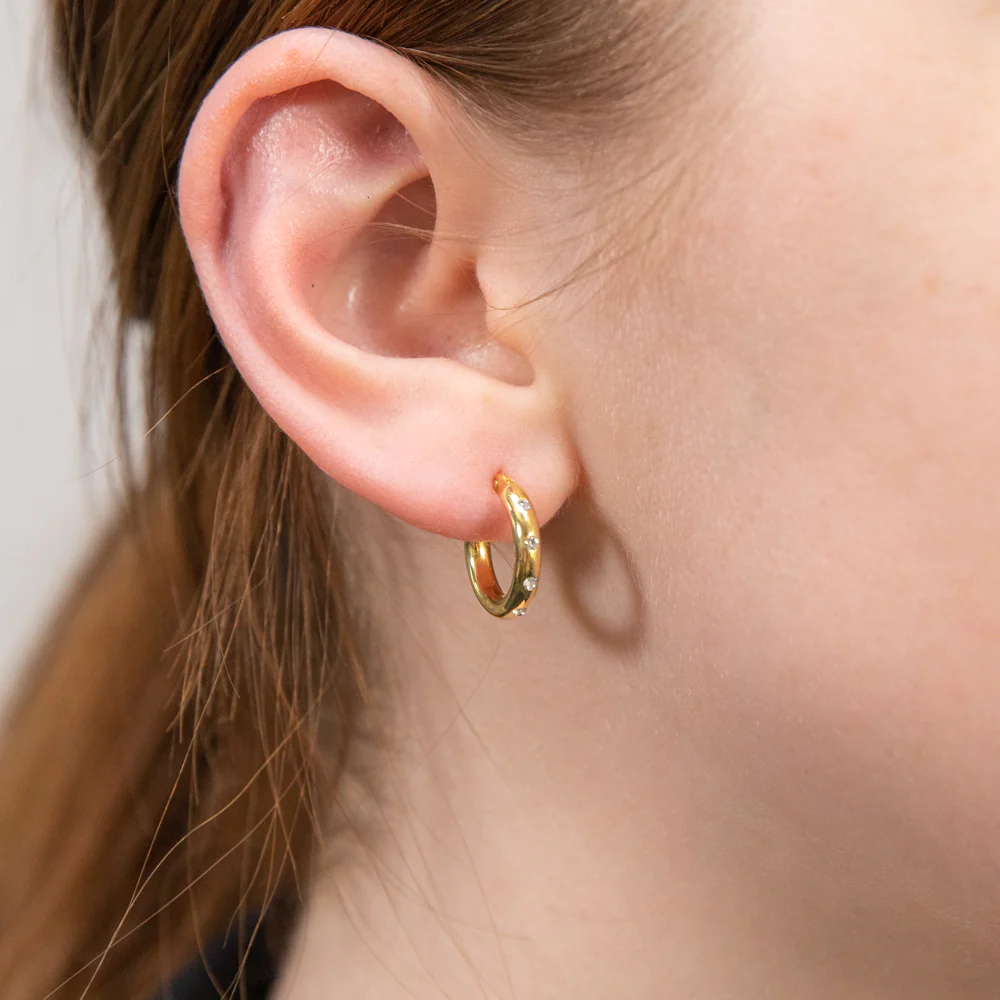 9ct Yellow Gold Silverfilled CZ On Hoop Earrings - Image 2