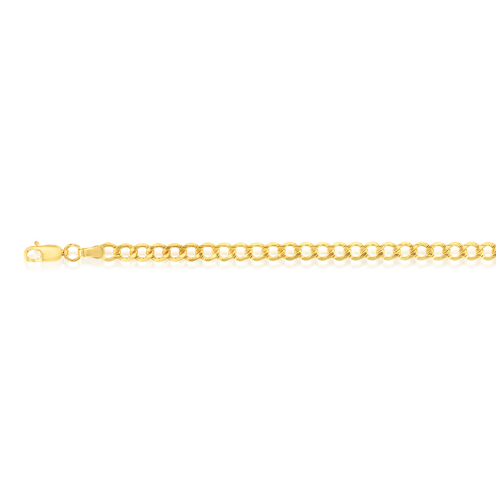 9ct Yellow Gold Silverfilled Diamond Cut Curb 100Gauge 19cm Bracelet - Image 2