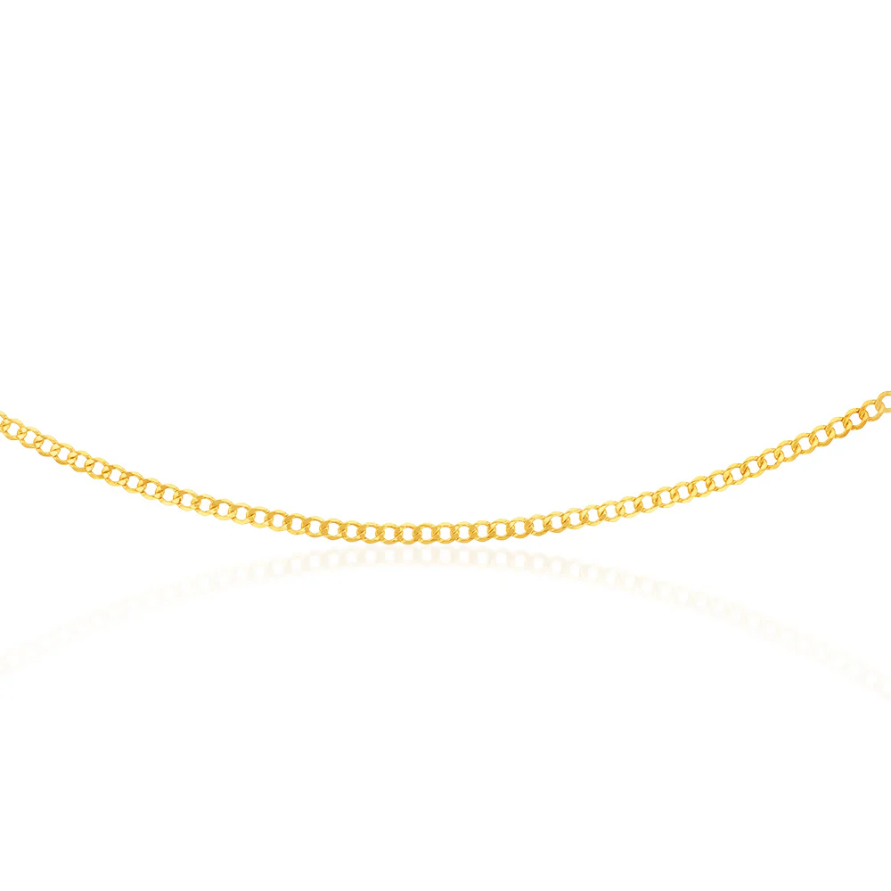 9ct Yellow Gold Silverfilled Diamond Cut Curb 100Gauge 60cm Chain - Image 2