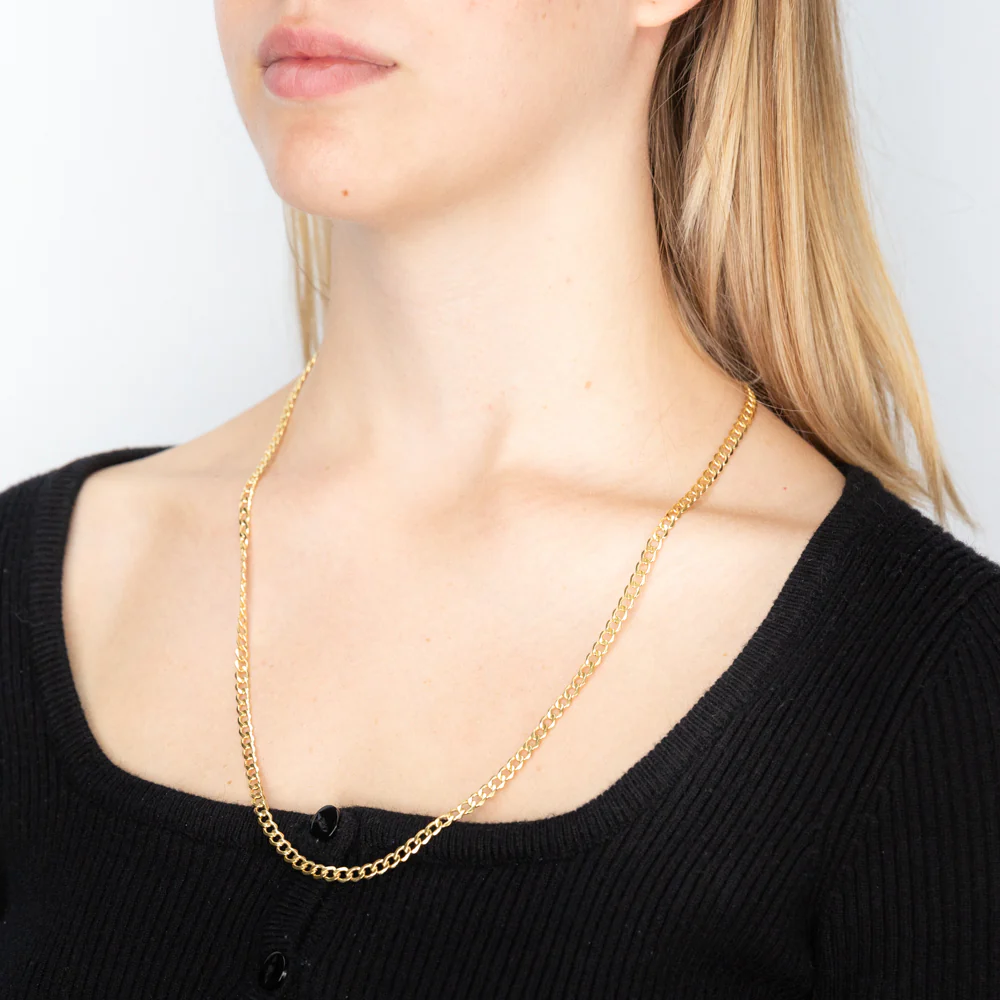 9ct Yellow Gold Silverfilled Diamond Cut Curb 100Gauge 60cm Chain - Image 3