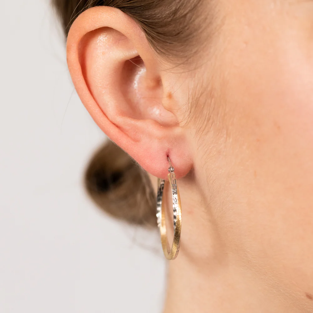 9ct Yellow Gold Silverfilled Diamond Cut Fancy Hoop Earrings - Image 2