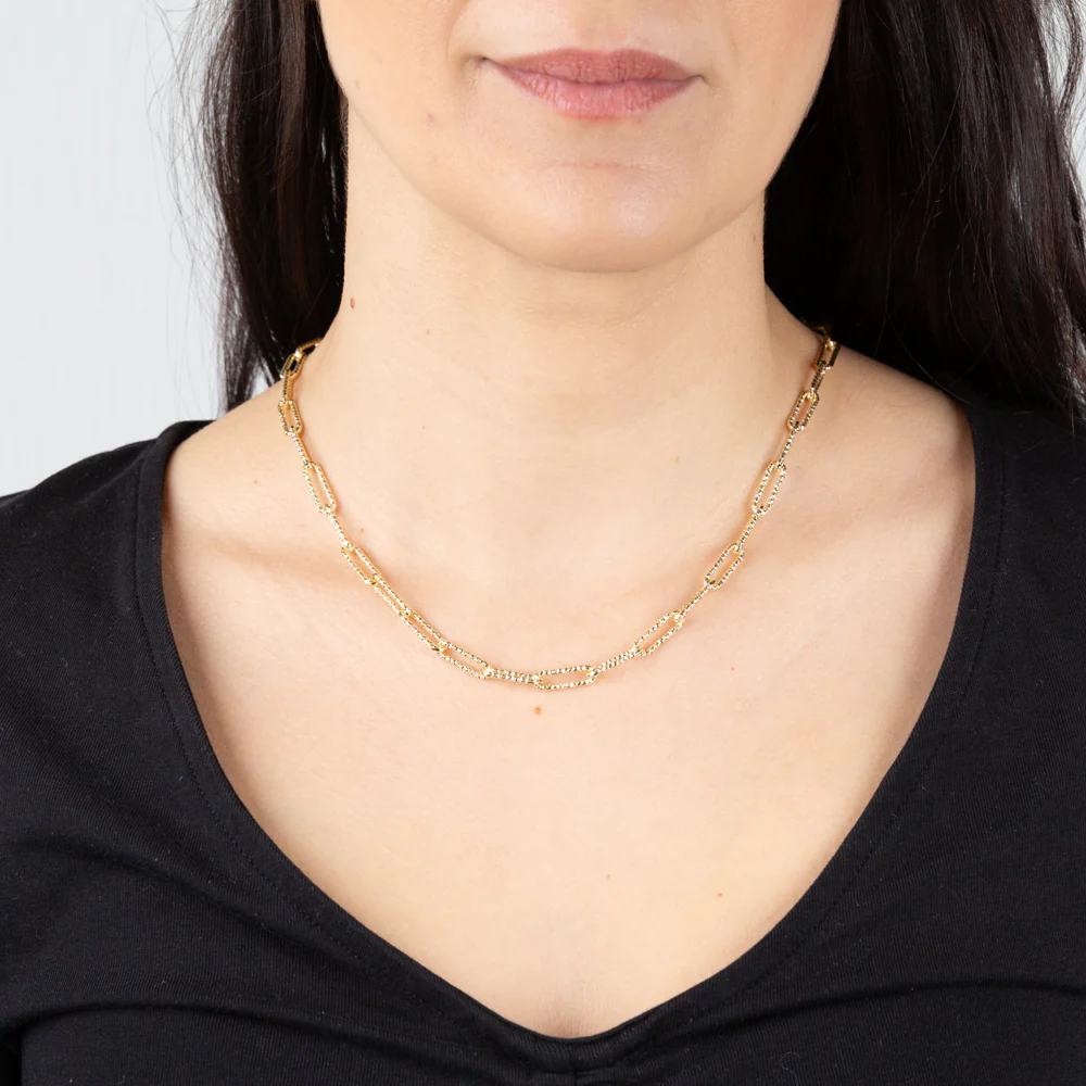 9ct Yellow Gold Silverfilled Diamond Cut Paperclip 45cm Chain - Image 3