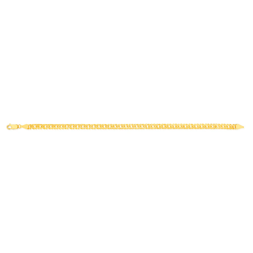 9ct Yellow Gold Silverfilled Double Concave 100Gauge Curb 21cm Bracelet - Image 2
