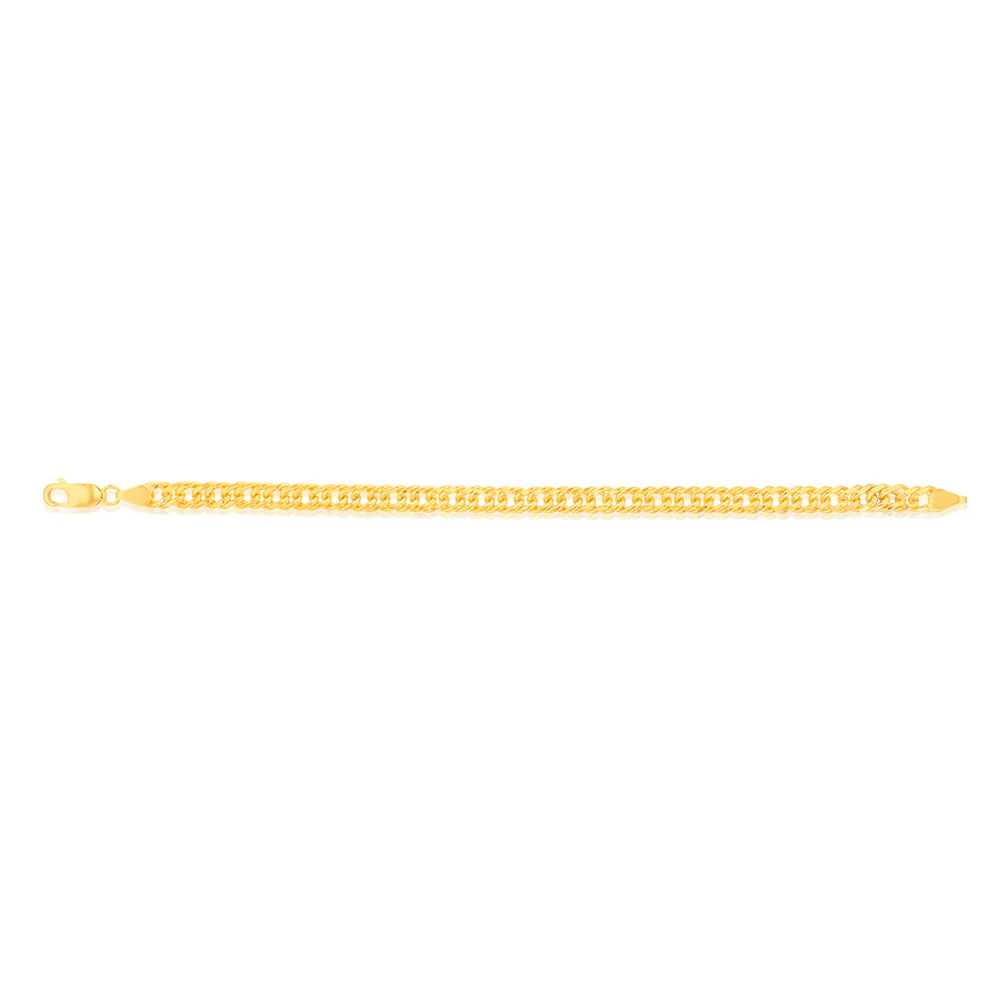 9ct Yellow Gold Silverfilled Double Concave 120 Gauge Curb 19cm Bracelet - Image 2