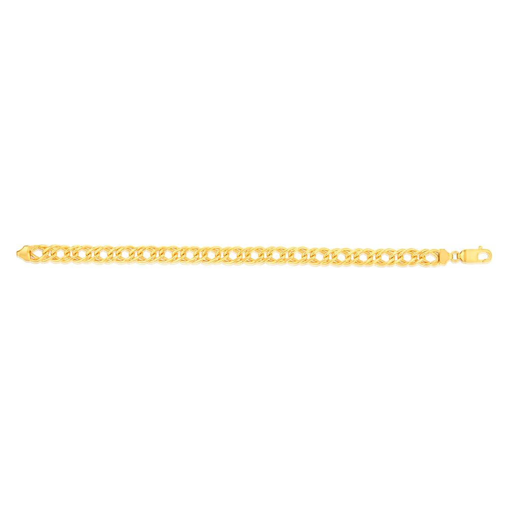 9ct Yellow Gold Silverfilled Double Curb 21cm Bracelet - Image 2