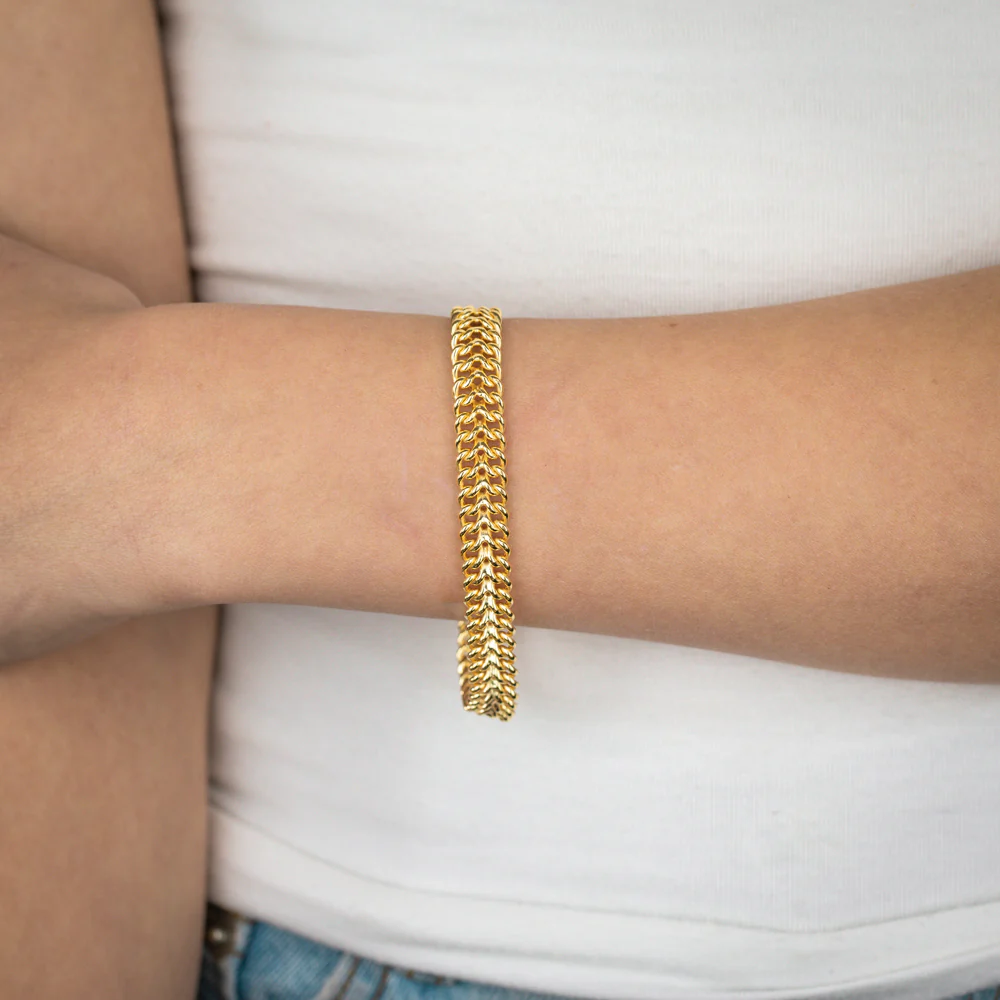 9ct Yellow Gold Silverfilled Fancy 120Gauge Arrow 19cm Bracelet - Image 2