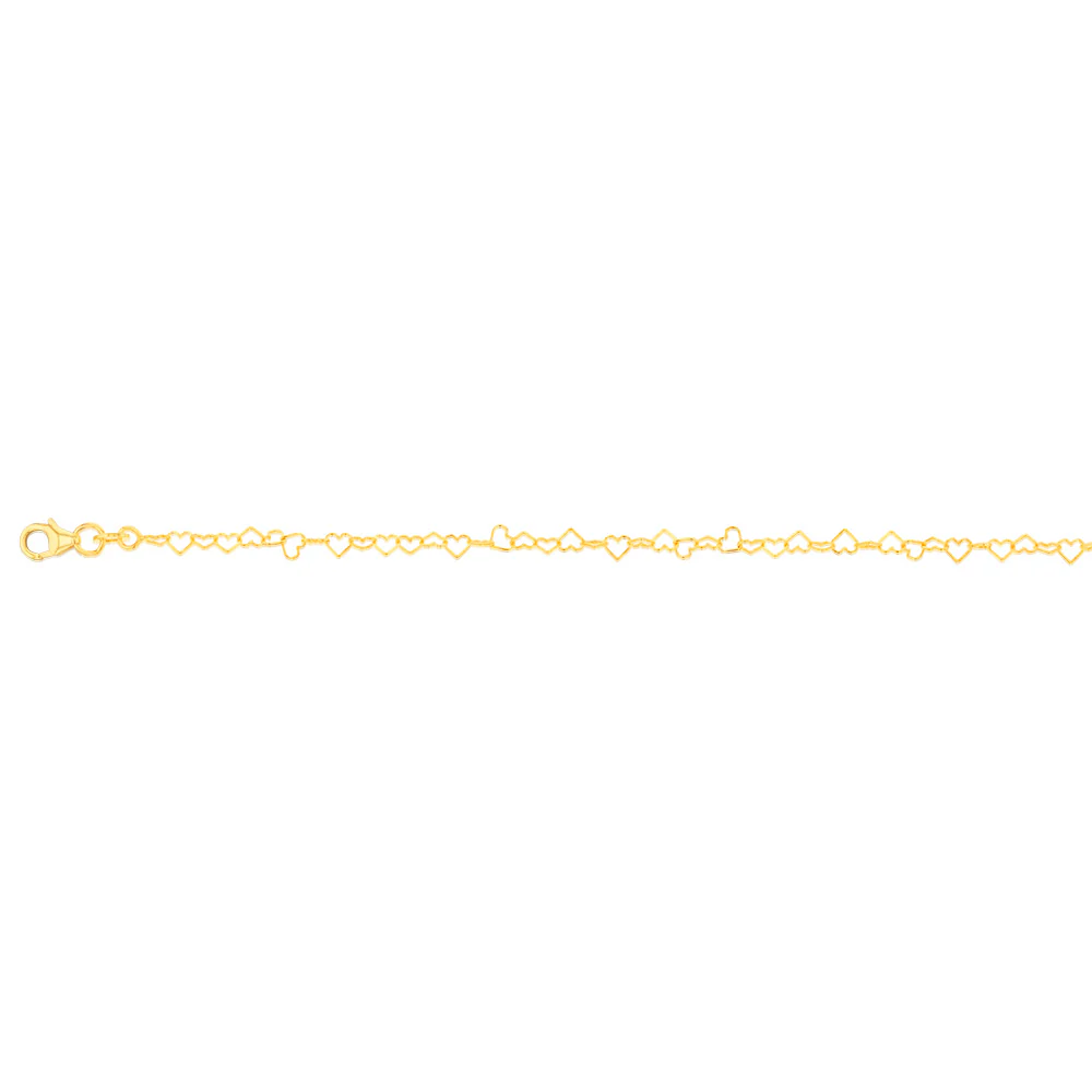 9ct Yellow Gold Silverfilled Fancy Heart 19cm Bracelet - Image 2