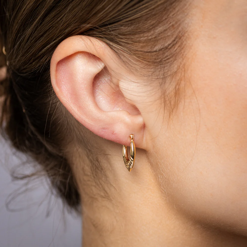9ct Yellow Gold Silverfilled Fancy Heart Hoop Earrings - Image 2