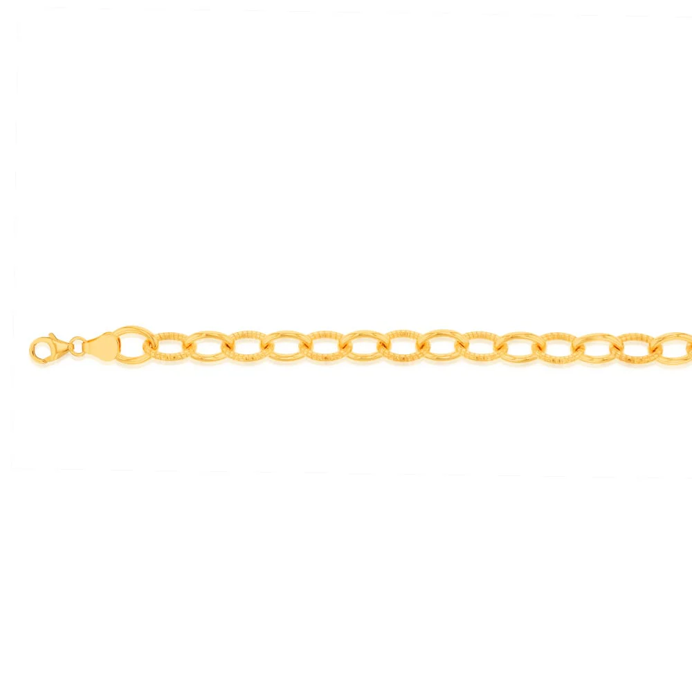 9ct Yellow Gold Silverfilled Fancy Patterned 19cm Belcher Bracelet - Image 2