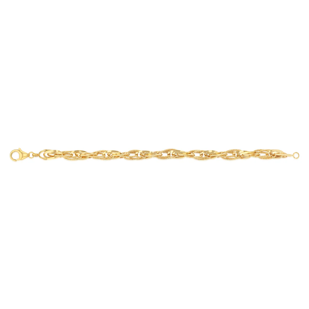 9ct Yellow Gold Silverfilled Fancy Textured And Plain Links 20cm Bracelet - Image 2