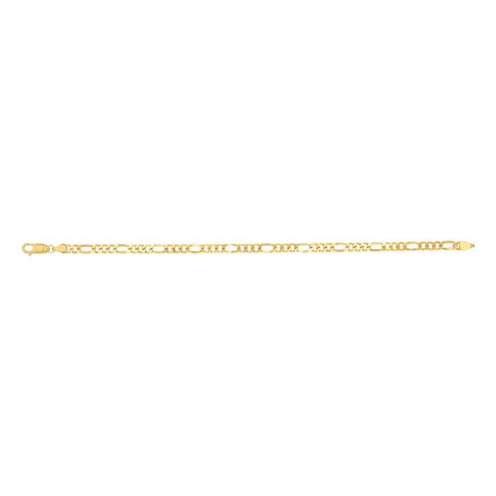 9ct Yellow Gold Silverfilled Figaro 1:3 100 Gauge 19cm Bracelet - Image 2