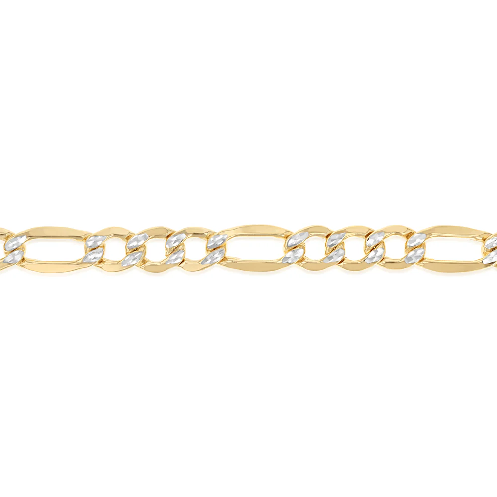 9ct Yellow Gold Silverfilled Figaro 21cm Bracelet - Image 3