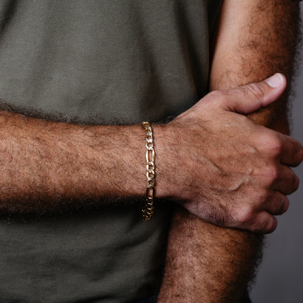 9ct Yellow Gold Silverfilled Figaro 21cm Bracelet - Image 4