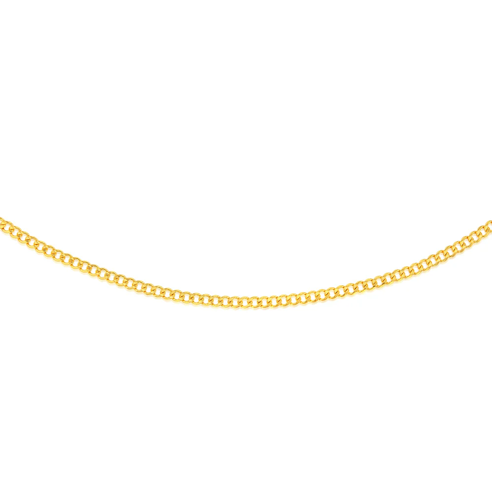 9ct Yellow Gold Silverfilled Flat Curb 120Gauge 60cm Chain - Image 2