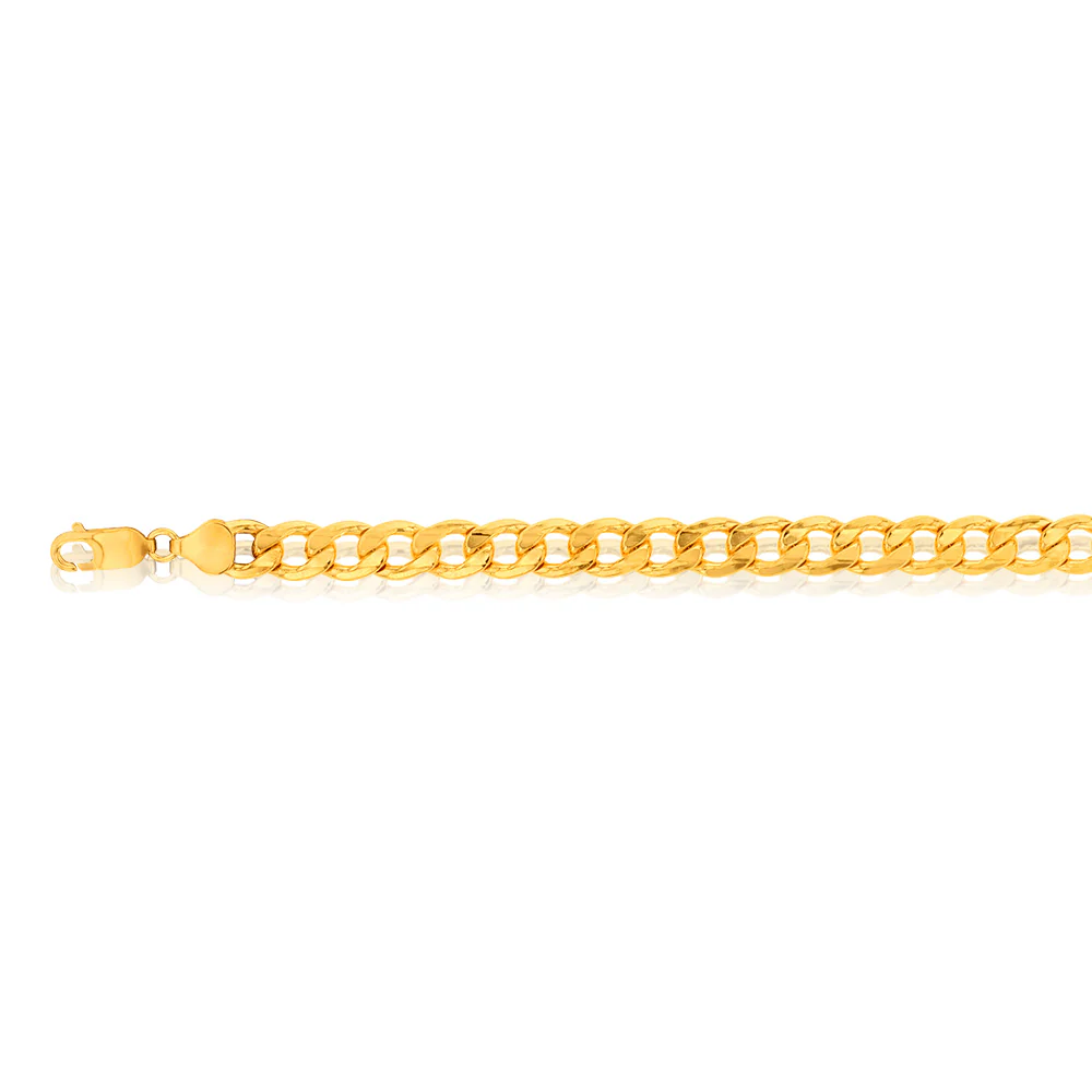 9ct Yellow Gold Silverfilled Flat Curb 200 Gauge 23cm Bracelet - Image 2