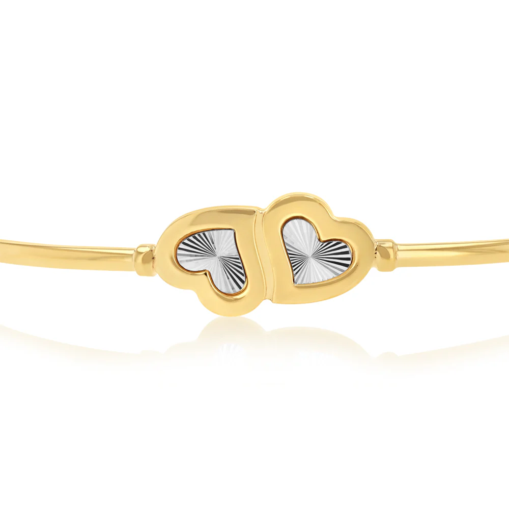 9ct Yellow Gold Silverfilled Heart Bangle - Image 2