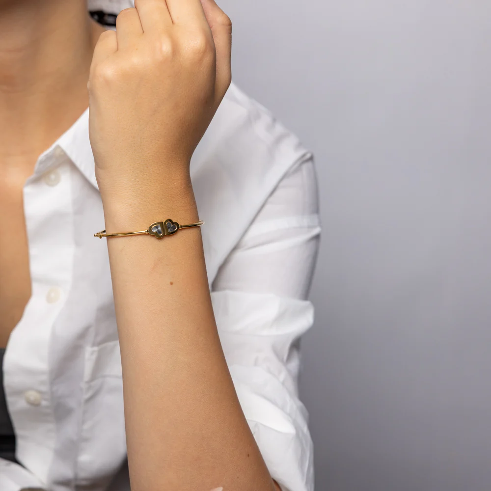 9ct Yellow Gold Silverfilled Heart Bangle - Image 3