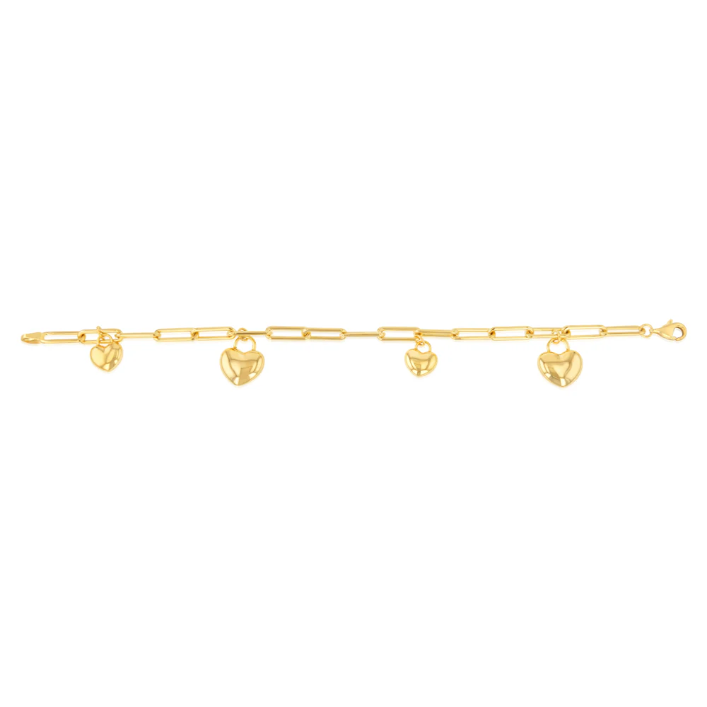 9ct Yellow Gold Silverfilled Heart Charm 19.7cm Bracelet - Image 2