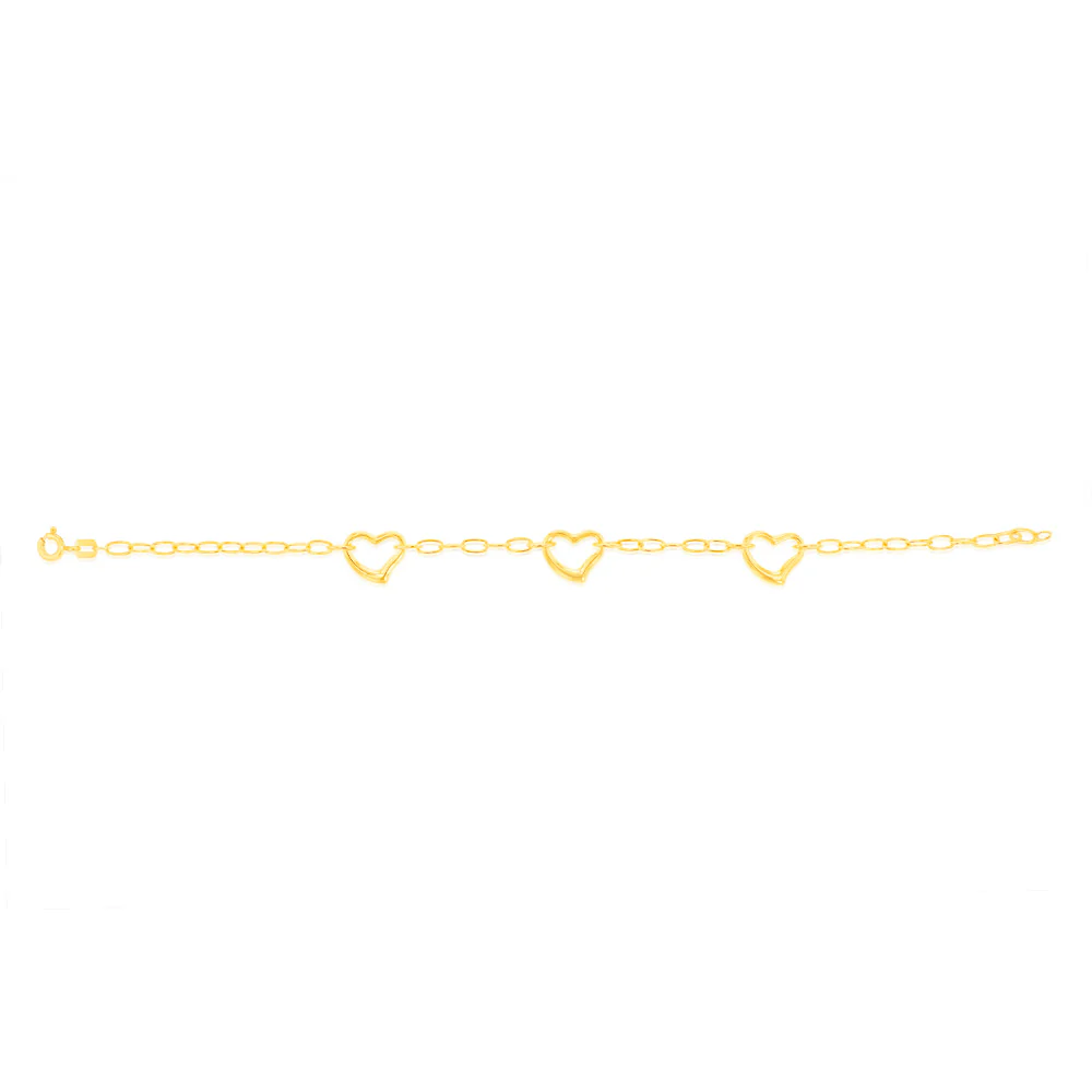 9ct Yellow Gold Silverfilled Heart Charm Fancy 18cm Bracelet - Image 2
