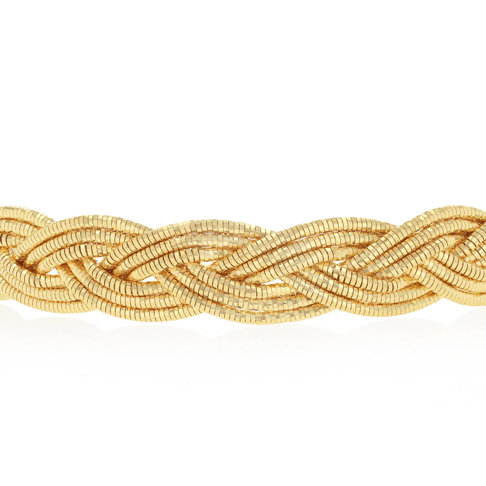 9ct Yellow Gold Silverfilled Herringbone Bracelet - Image 2