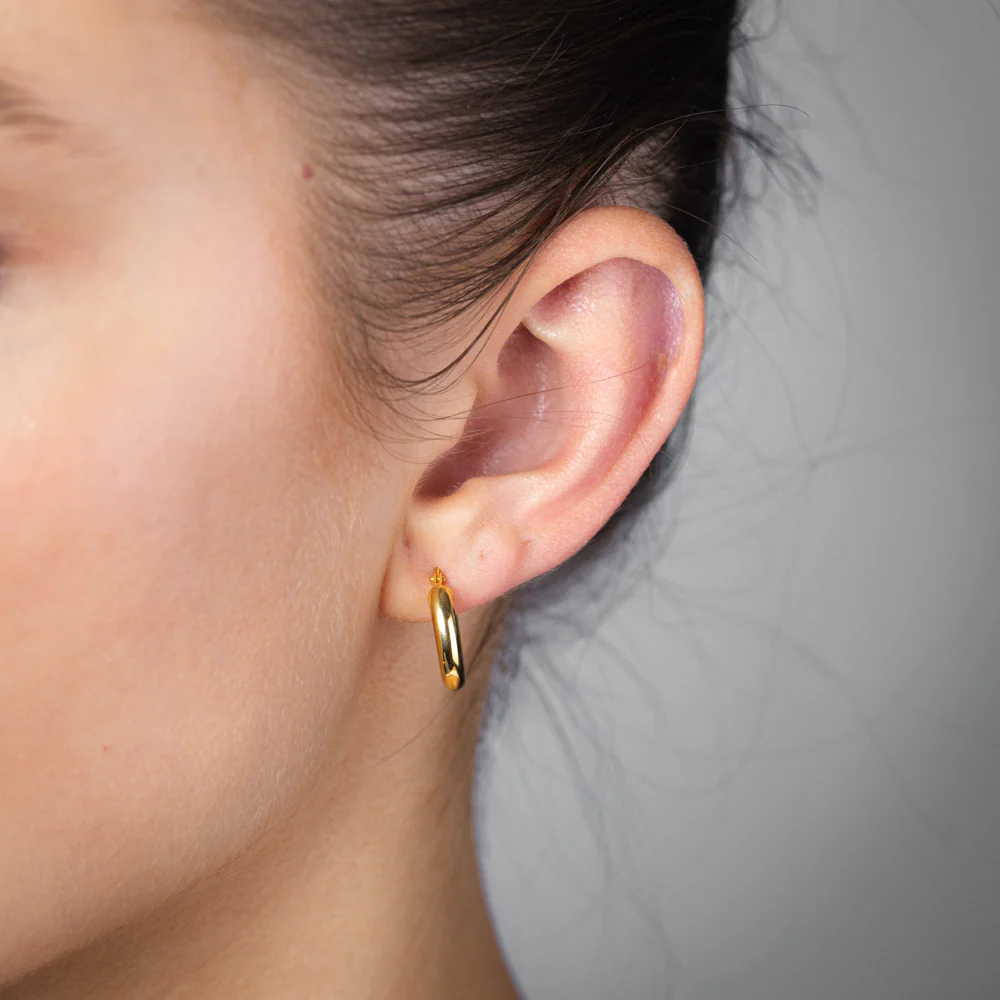 9ct Yellow Gold Silverfilled Hollow 10mm Hoop Earrings - Image 2