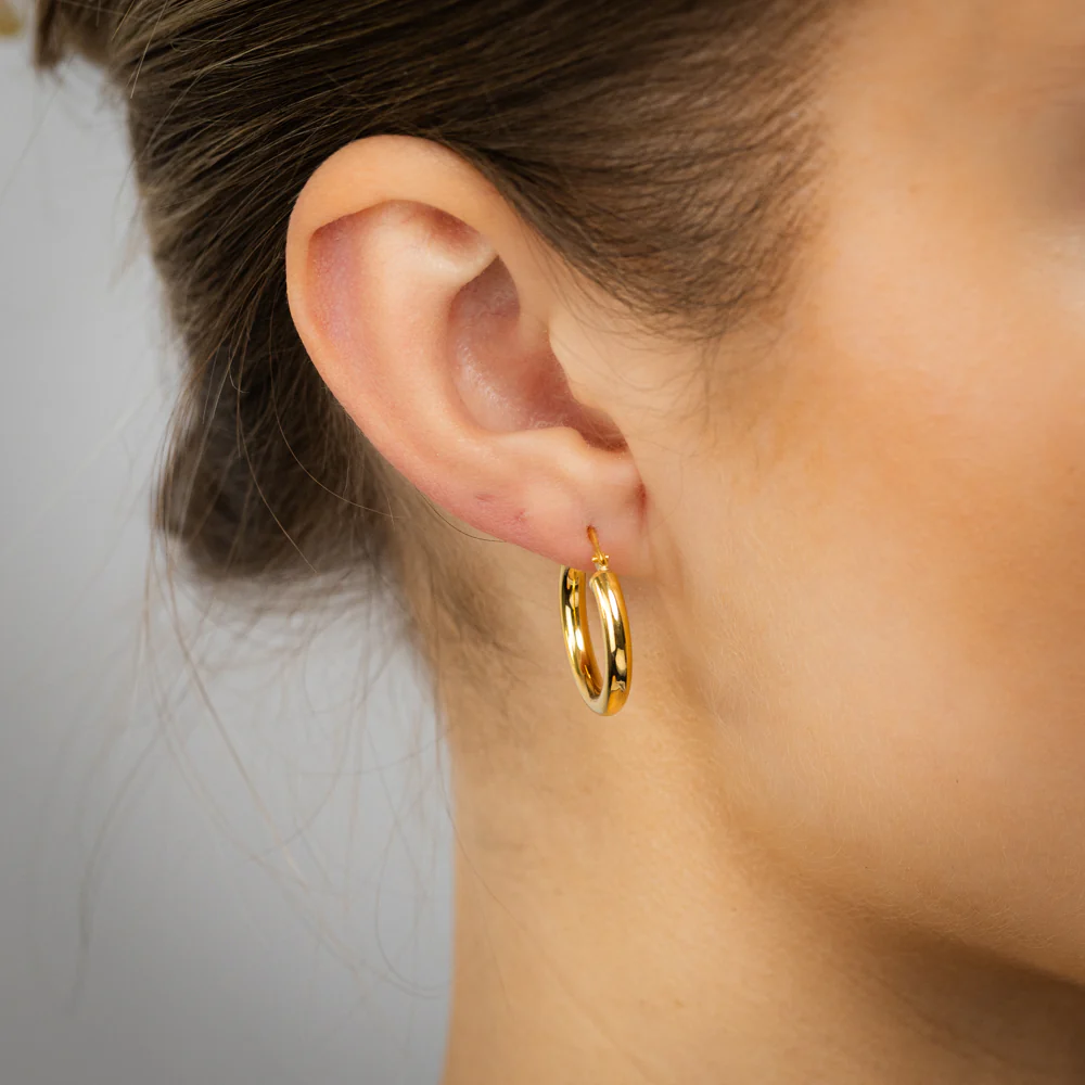 9ct Yellow Gold Silverfilled Hollow 15mm Hoop Earrings - Image 2