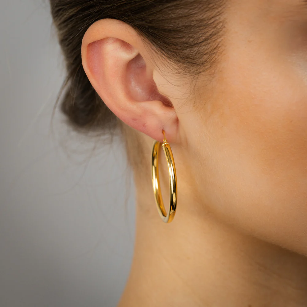 9ct Yellow Gold Silverfilled Hollow 30mm Hoop Earrings - Image 2