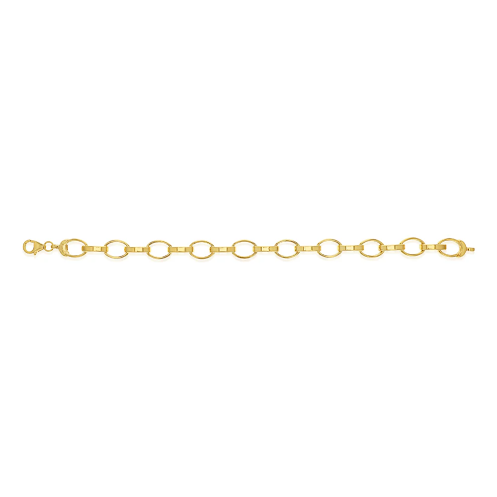 9ct Yellow Gold Silverfilled Hollow Belcher 19cm Bracelet - Image 2