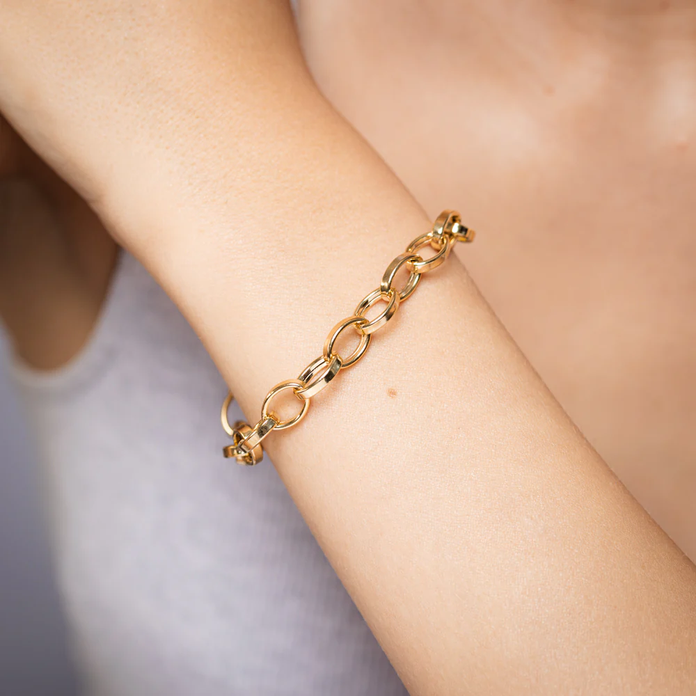 9ct Yellow Gold Silverfilled Hollow Belcher 19cm Bracelet - Image 4