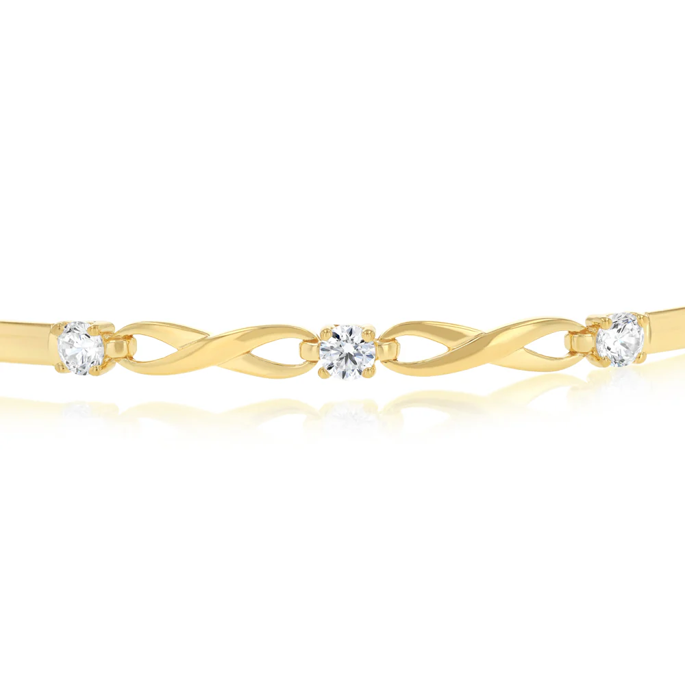 9ct Yellow Gold Silverfilled Infinity Bangle - Image 2