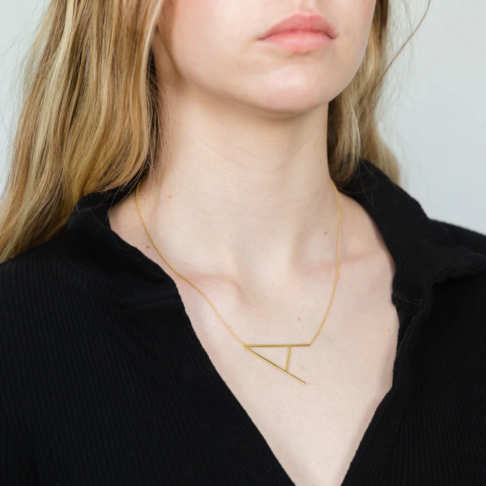 9ct Yellow Gold Silverfilled Initial "A" Pendant on 42+3cm Chain - Image 2