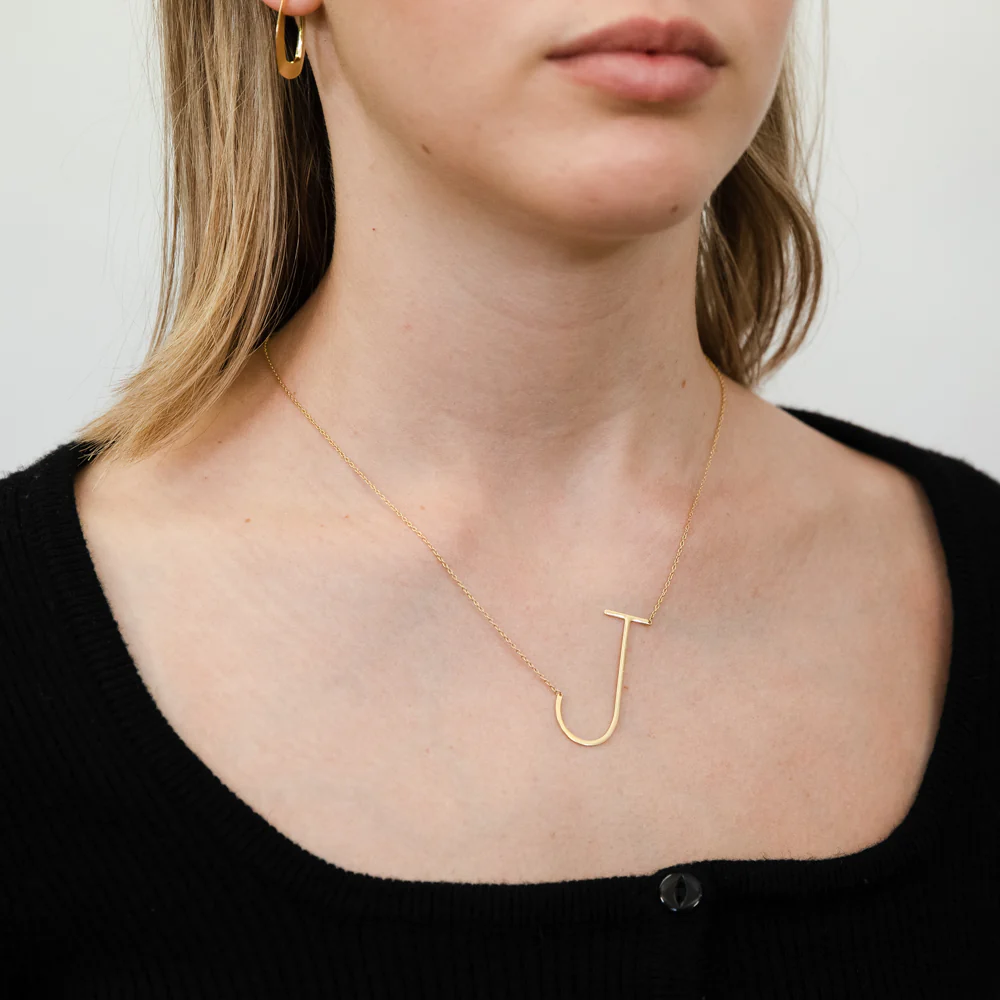 9ct Yellow Gold Silverfilled Initial "J" Pendant on 42+3cm Chain - Image 2