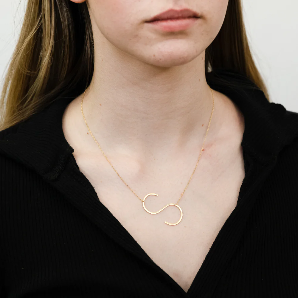 9ct Yellow Gold Silverfilled Initial "S" Pendant On 42+3cm Chain - Image 2
