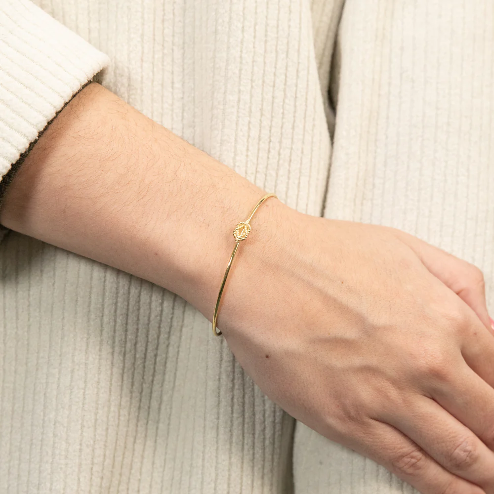 9ct Yellow Gold Silverfilled Knot On Open Bangle - Image 2