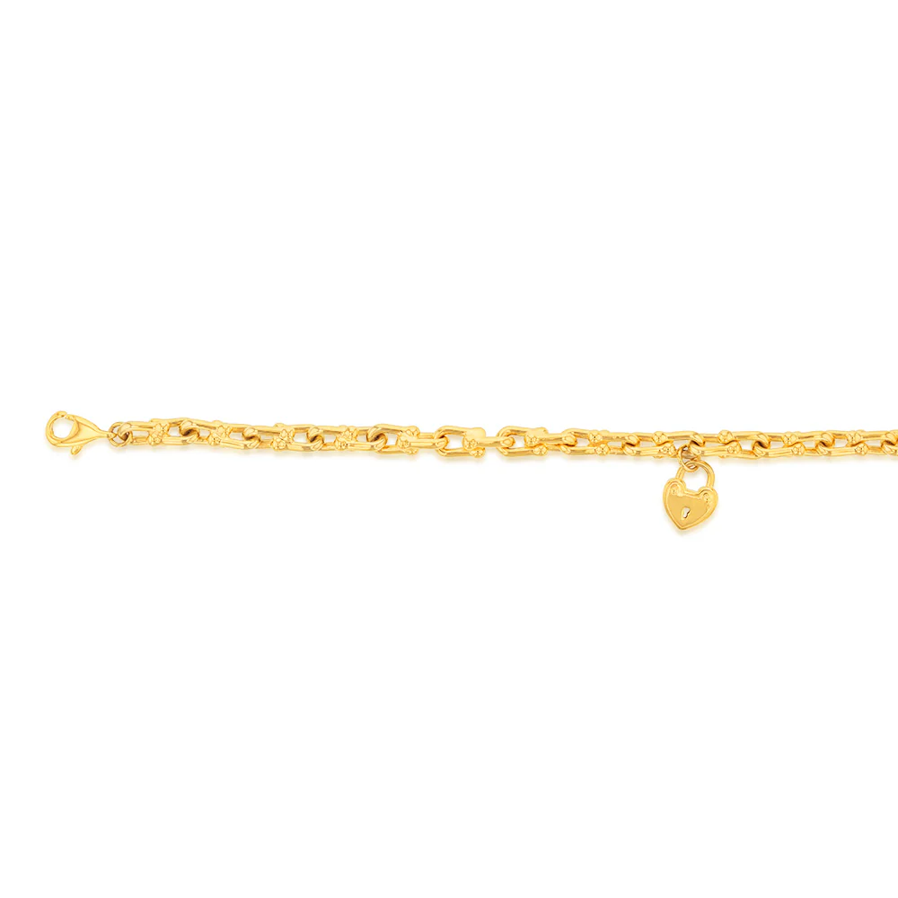9ct Yellow Gold Silverfilled Lock On 19cm Bracelet - Image 2