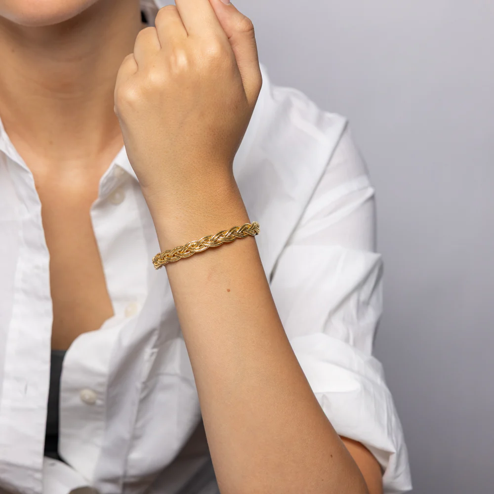 9ct Yellow Gold Silverfilled Multi Strand Braided Bracelet - Image 3