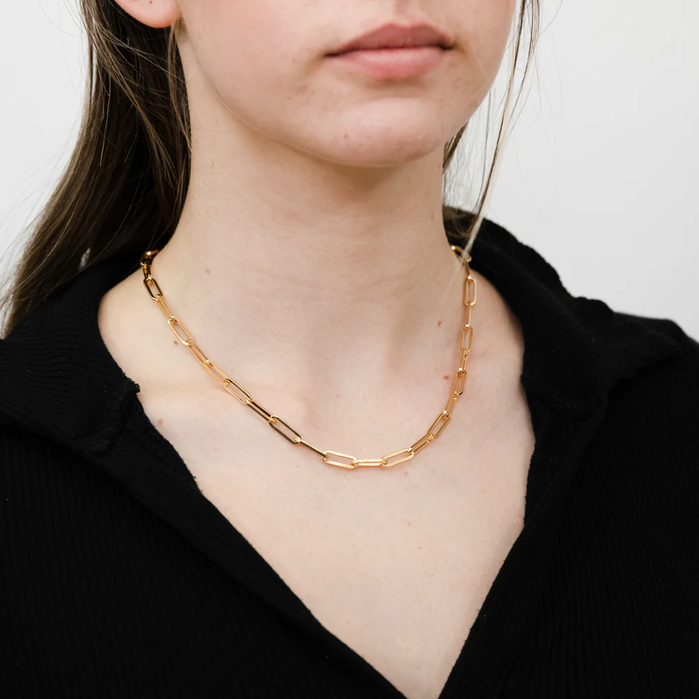9ct Yellow Gold Silverfilled Paperclip 45cm Chain - Image 3