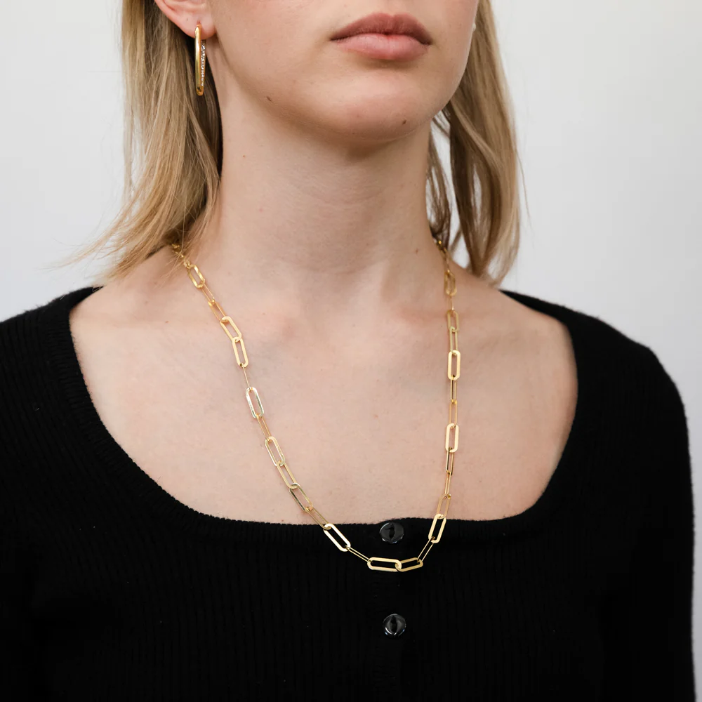 9ct Yellow Gold Silverfilled Paperclip 60cm Chain - Image 3