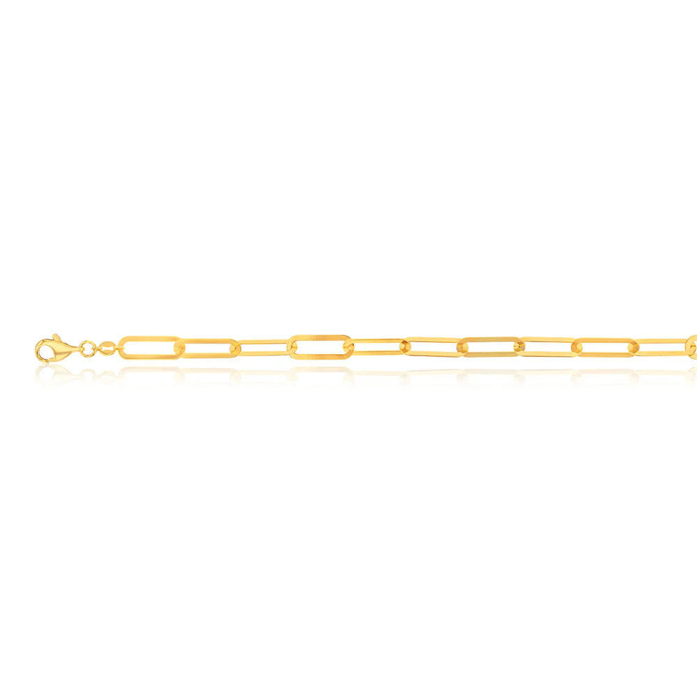 9ct Yellow Gold Silverfilled Paperclip Link 19.7cm Bracelet - Image 2