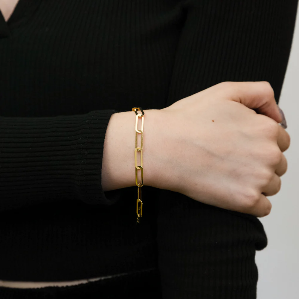 9ct Yellow Gold Silverfilled Paperclip Link 19.7cm Bracelet - Image 3