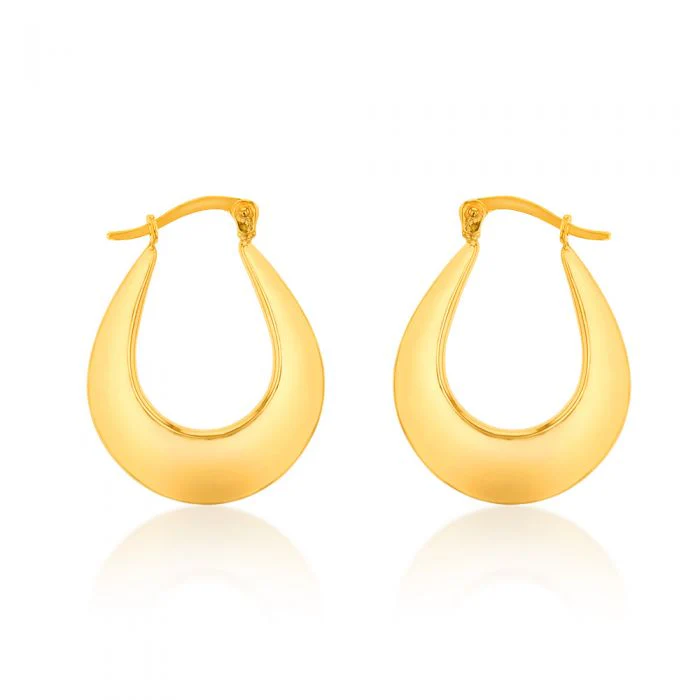 9ct Yellow Gold Silverfilled Patterned Creole Earrings - Image 2