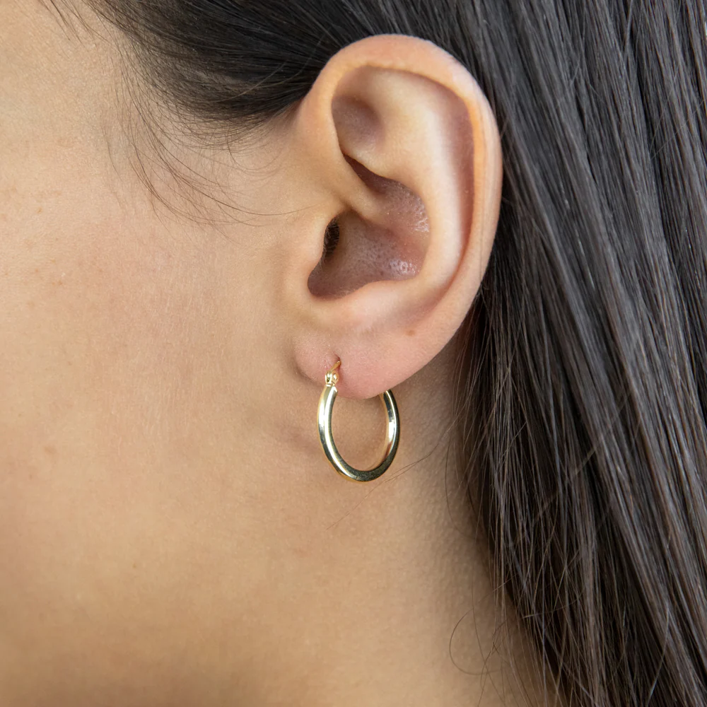9ct Yellow Gold Silverfilled Plain 15mm Hoop - Image 2