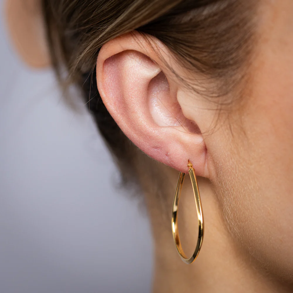 9ct Yellow Gold Silverfilled Plain Round Hoop Earrings - Image 2