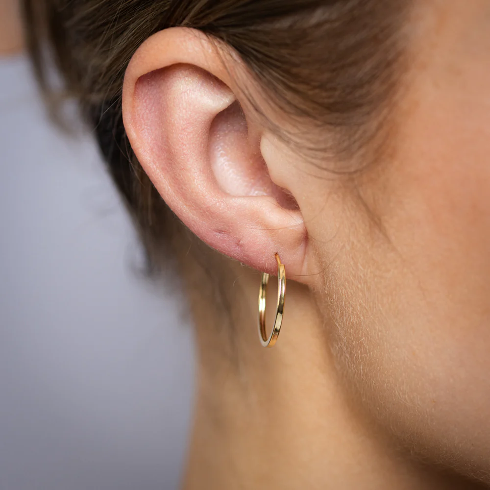 9ct Yellow Gold Silverfilled Plain Sleeper Earrings - Image 2