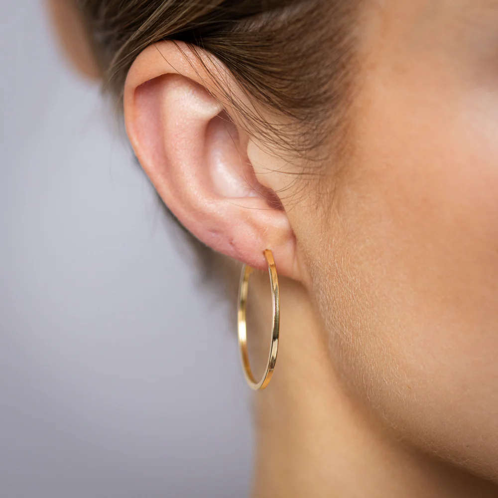 9ct Yellow Gold Silverfilled Plain Sleeper Earrings - Image 2