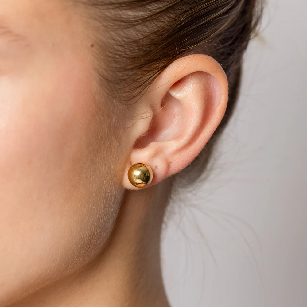 9ct Yellow Gold Silverfilled Polished Ball Stud Earrings - Image 2