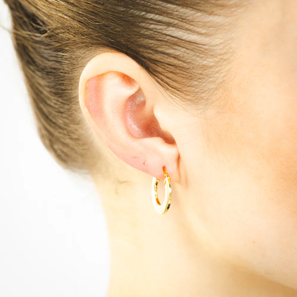 9ct Yellow Gold Silverfilled Polished Broad 10mm Hoop Earrings - Image 2